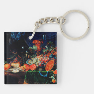 Porte-clefs Mignon - Fruits et huîtres, peinture d'art