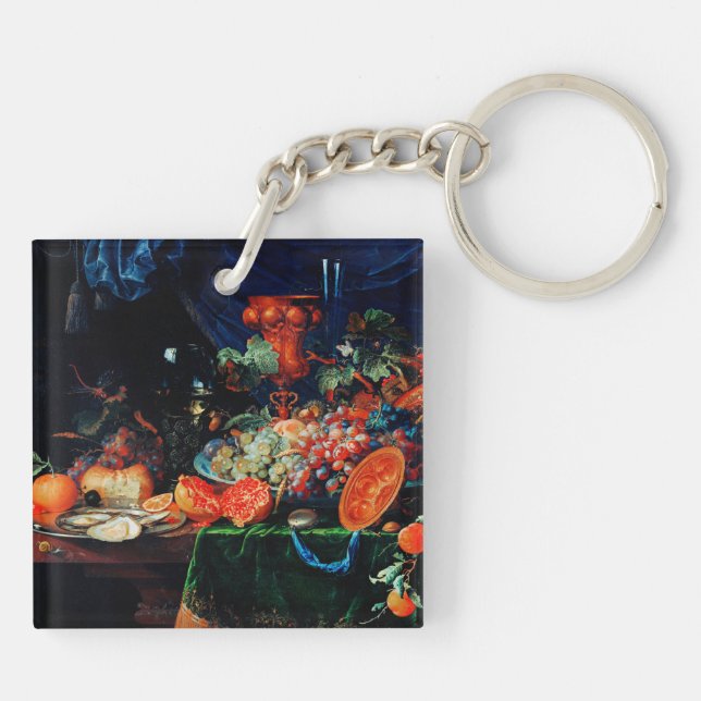 Porte-clefs Mignon - Fruits et huîtres, peinture d'art (Dos)