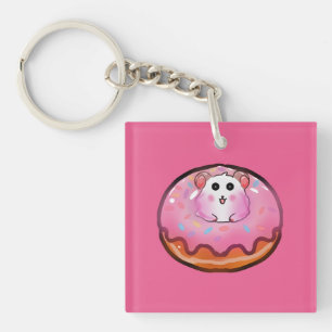 Porte-clefs Mignon Hamster Kawaii dans l'Art de Beignet Rose G