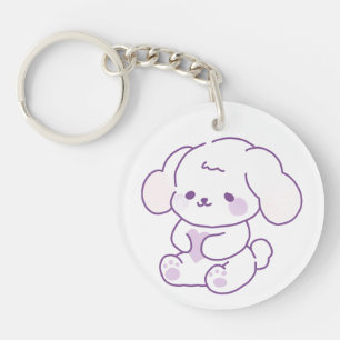 Porte-clefs Mignon Kawaii Pastel Violet Chien aux Oreilles Tom