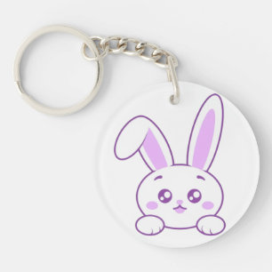 Porte-clefs Mignon Kawaii Pastel Violet Lapin Acrylique qui re