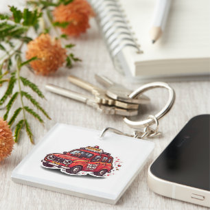 Porte-clefs Mignon Kawaii Taxi Marocain Rouge Petit Voyage Urb