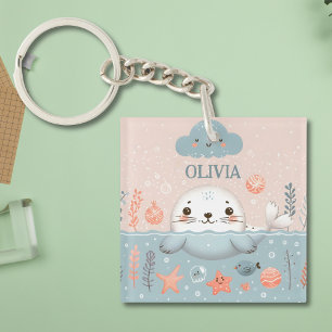 Porte-clefs Mignon Phoque Mignon Personnalisé