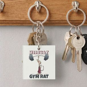 Porte-clefs Mignon rat de gym suricate drôle cartoon haltéroph
