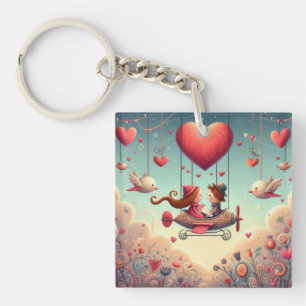 Porte-clefs Mignonne bémol Saint Valentin hydravion