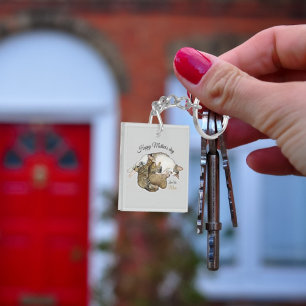 Porte-clefs Mignonne chatte maman allaitant ses petits chatons