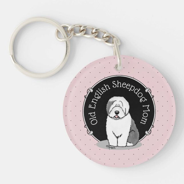 Porte-clefs Mignonne chien OES Maman Vieux anglais Sheepdog Ma (Devant)