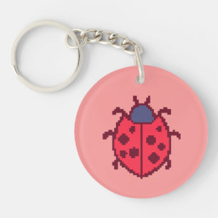 Porte-clefs Mignonne coccinelle pixelisée insecte 
