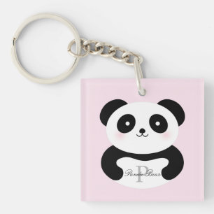 Porte-clefs Mignonne fille bébé Panda Ours Monogramme
