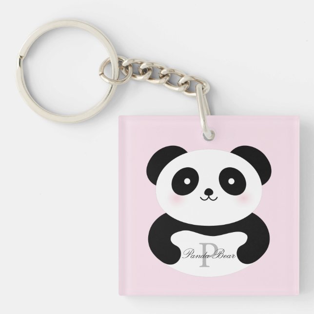 Porte-clefs Mignonne fille bébé Panda Ours Monogramme (Devant)