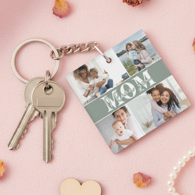 Porte-clefs Mignonne JE T'AIME MOM Fête des Mères Photo (Créateur téléchargé)