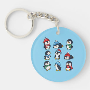 Porte-clefs Mignons pingouins de Noël Kawaii Hiver Flocons de