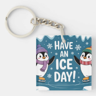 Porte-clefs Mignons pingouins patinage dessin animé, Passez un