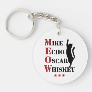 Porte-clefs Mike Echo Oscar Whiskey MEOW Cat