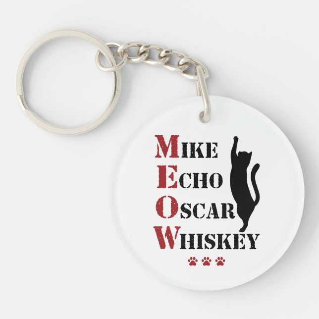 Porte-clefs Mike Echo Oscar Whiskey MEOW Cat (Devant)