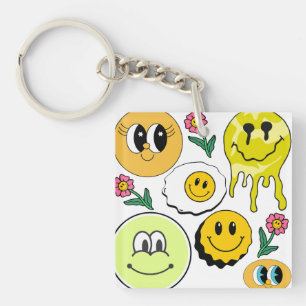 Porte-clefs Mikitiez Jeu d'oreiller Smileyface Jardin jaune