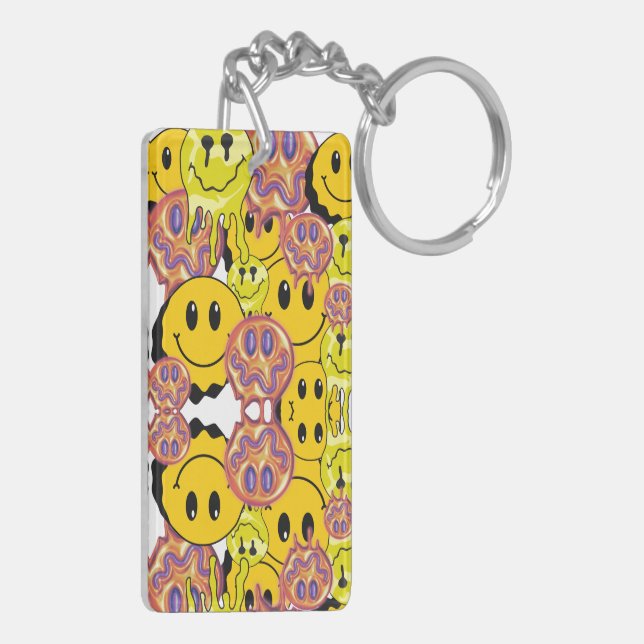 Porte-clefs Mikitiez Smileyface Jardin jaune (Dos gauche)