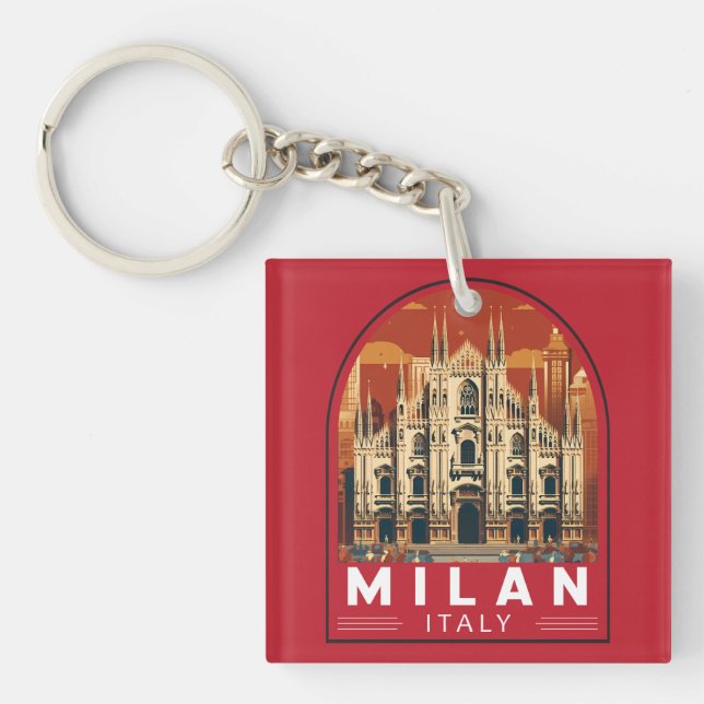 Porte-clefs Milan Italie Duomo di Milano Travel Art Vintage (Devant)