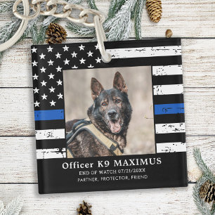 Porte-clefs Mince ligne bleue Officier K9 Police Dog Memorial