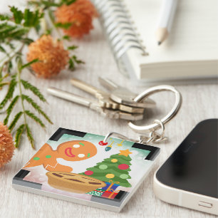 Porte-clefs Mince Pie Photobombed by Gingerbread Man