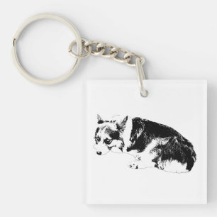 Porte-clefs Mini Corgi, Carreau Graphique