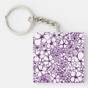 Porte-clefs Mini-Porte - clé Carré des Doodles Floraux Post-it