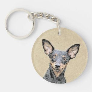 Porte-clefs Miniature Pinscher Peinture mignonne Chien Art ori