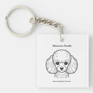 Porte-clefs Miniature Poodle Portrait Black Line Illustration