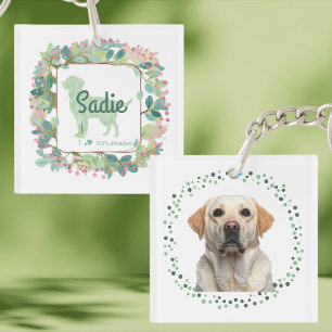 Porte-clefs Minimal Mint Labrador Nom et Photo personnalisés