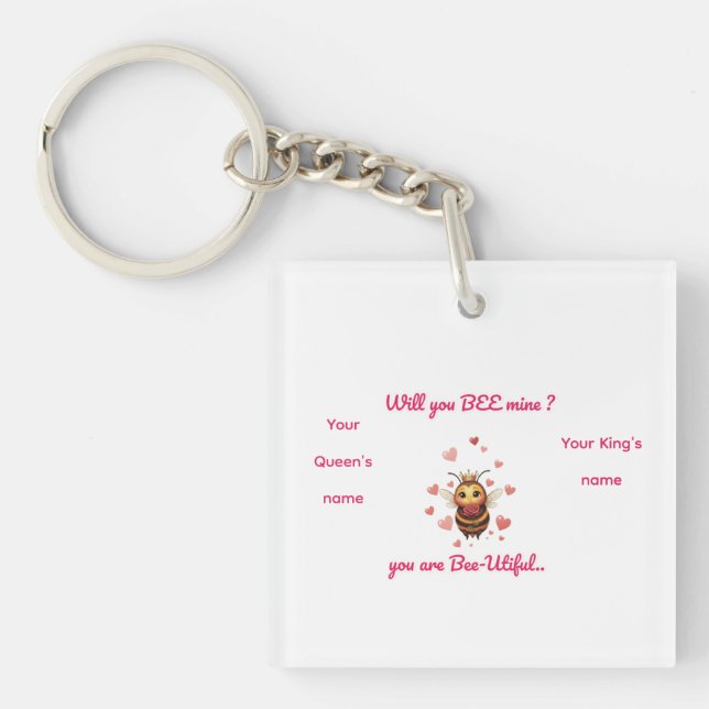 Porte-clefs Minimalist bee pun valentine's (Devant)