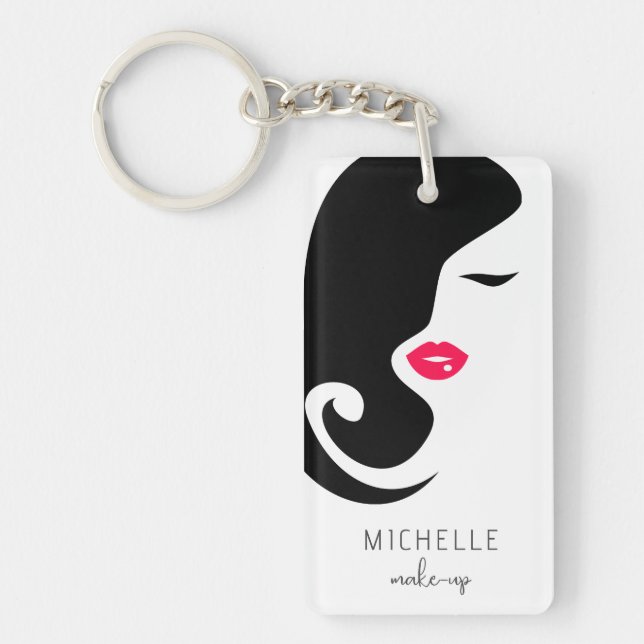 Porte-clefs Minimalist Black Pink Makeup Artist Beauty Girl QR (Devant)