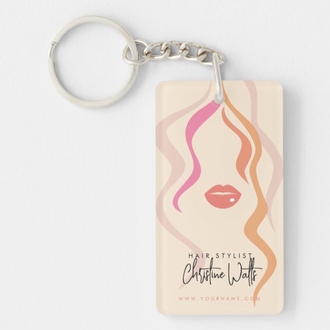 Porte-clefs Minimalist Light Peach Hairstylist Wavy Hair QR (Devant)