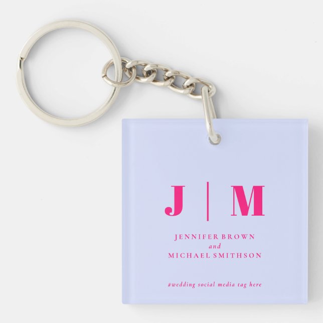 Porte-clefs Minimalist Lilac Pink Simple Monogram (Devant)