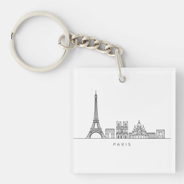 Porte-clefs Minimalist Paris Skyline Line Art (Devant)