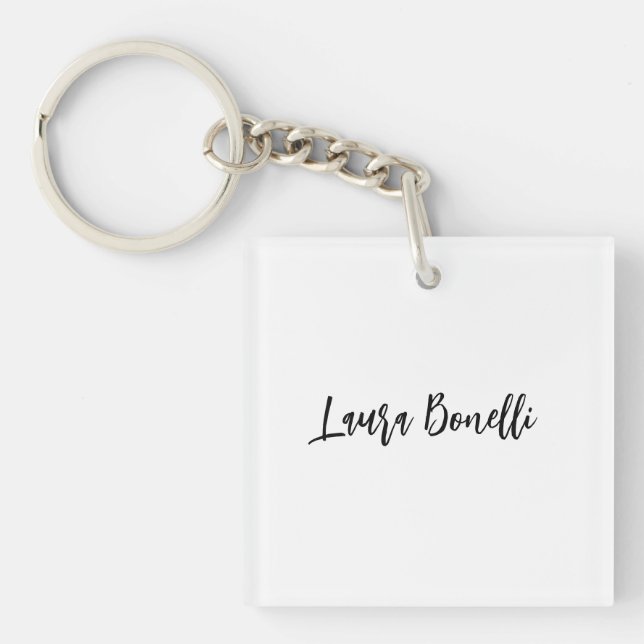 Porte-clefs Minimalist Professional Handwrite Plain Name Title (Devant)