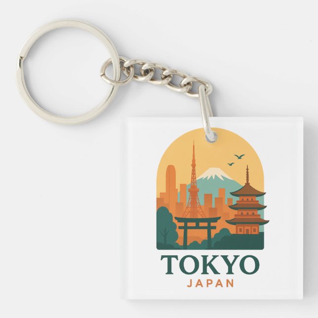 Porte-clefs Minimalist Tokyo Japan Travel | Modern  (Devant)