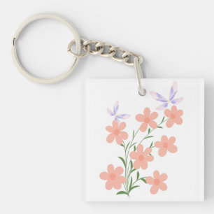 Porte-clefs Minimaliste Fleurs de Pêche en Vaporisateur Vector