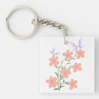 Porte-clefs Minimaliste Fleurs de Pêche en Vaporisateur Vector