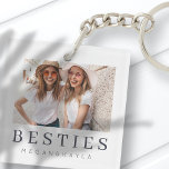 Porte-clefs Minimaliste moderne chic Best Friends BFF Photo<br><div class="desc">Design is composed of fun and playful typographiy with sans serif and serif font. Add a custom photo.</div>