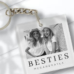 Porte-clefs Minimaliste moderne chic Best Friends BFF Photo<br><div class="desc">Design is composed of fun and playful typographiy with sans serif and serif font. Add a custom photo.</div>