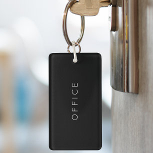 Porte-clefs Minimaliste Moderne Texte Personnalisé Noir