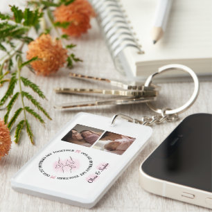 Porte-clefs Minimaliste Rose Cadeau Personnalisé 1ère Fête des