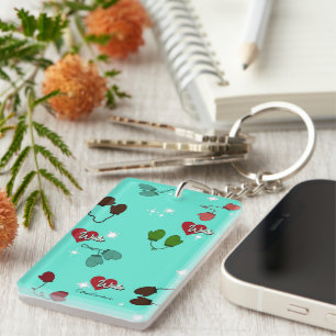 Porte-clefs Mittens d'amour d'hiver et motif de flocon de neig
