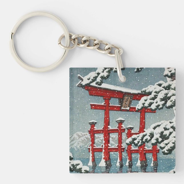 Porte-clefs Miyajima in Snow Hasui Kawase Torii Gate Art (Devant)