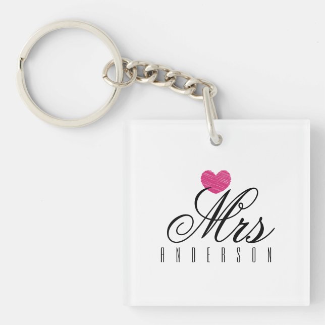 Porte-clefs Mme Écriture Moderne Mariage Sur Mesure (Devant)