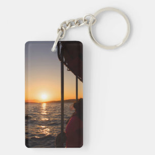Porte-clefs Mode de vie égéen en bateau au coucher du soleil e
