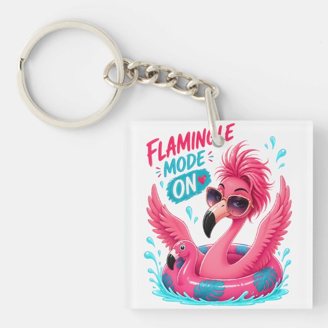 Porte-clefs Mode Flamingle activé Flotteur de piscine flamant  (Devant)