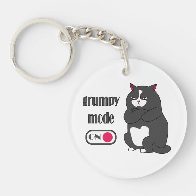 Porte-clefs Mode grumeux sur drôle de gros chat (Devant)
