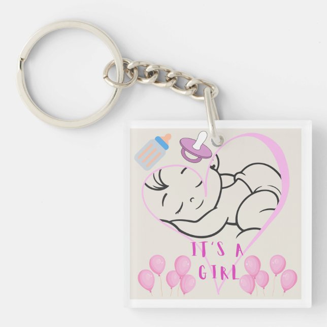 Porte-clefs Modèle "C'est une fille" pour célébrer l'arrivée  (Devant)
