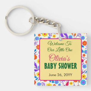 Porte-clefs Modèle de Baby Shower Fleur Exotique-23146